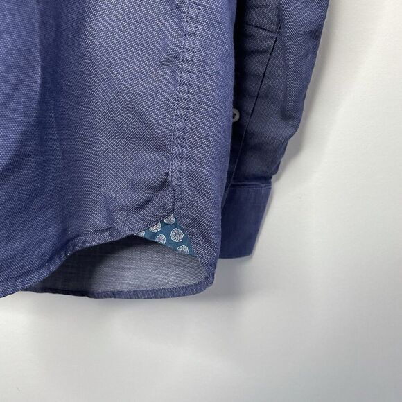 TED BAKER Button-Down Shirt Mens 4 Large L Blue Contrast Cuffs Blue Chambray - Picture 3 of 8